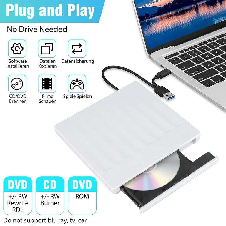KKJACK USB 2.0 External CD/DVD Drive for Compaq presario v3722tu 